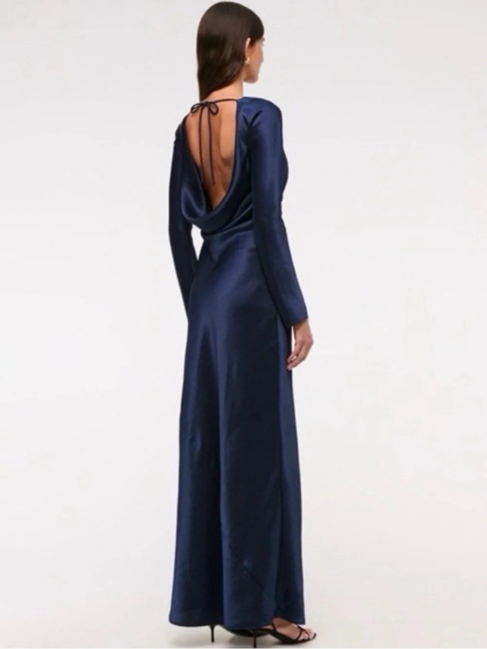 Abercrombie & Fitch Midnight Navy Satin Maxi Dress